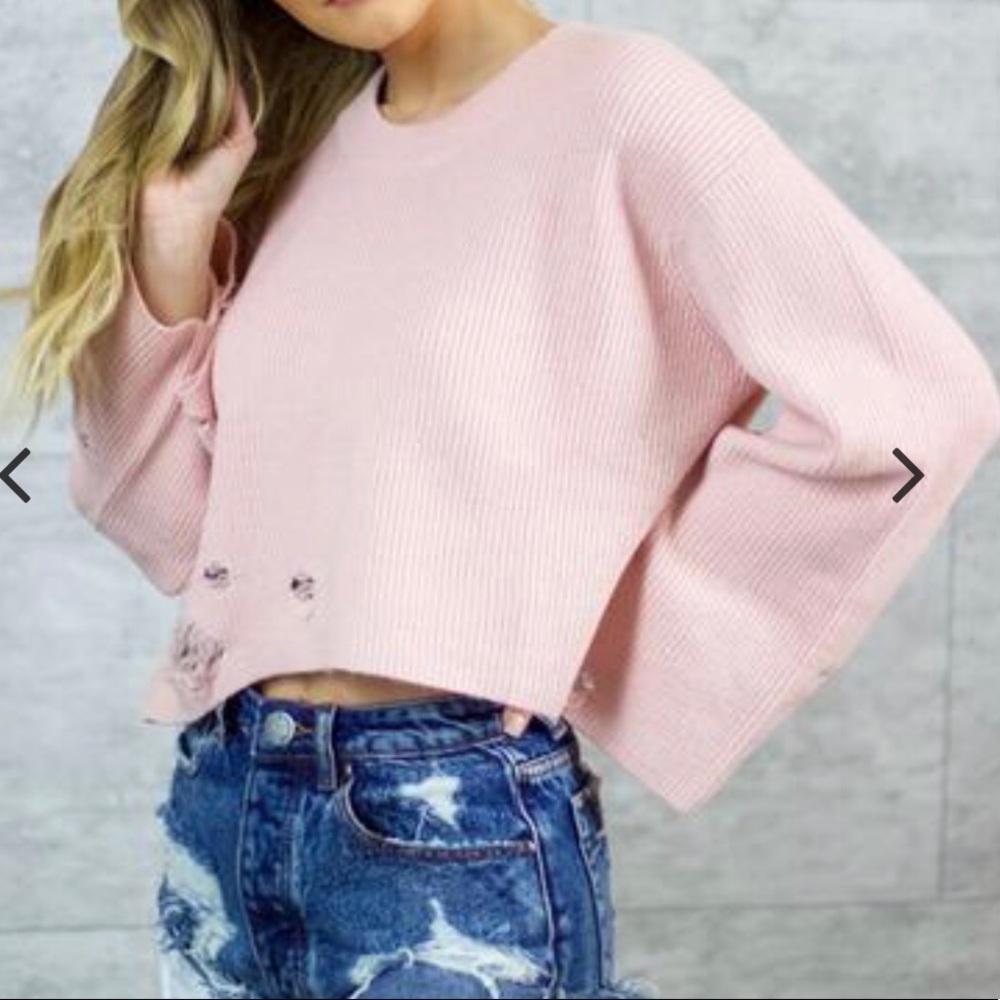 Pink Distressed Sweater - Picture 2 of 8